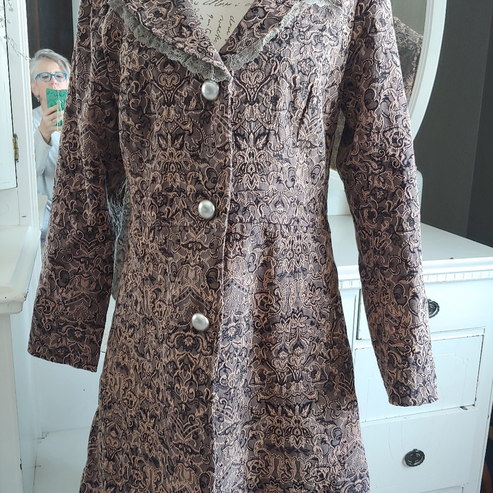 Elegant Brown Patterned Women's Coat